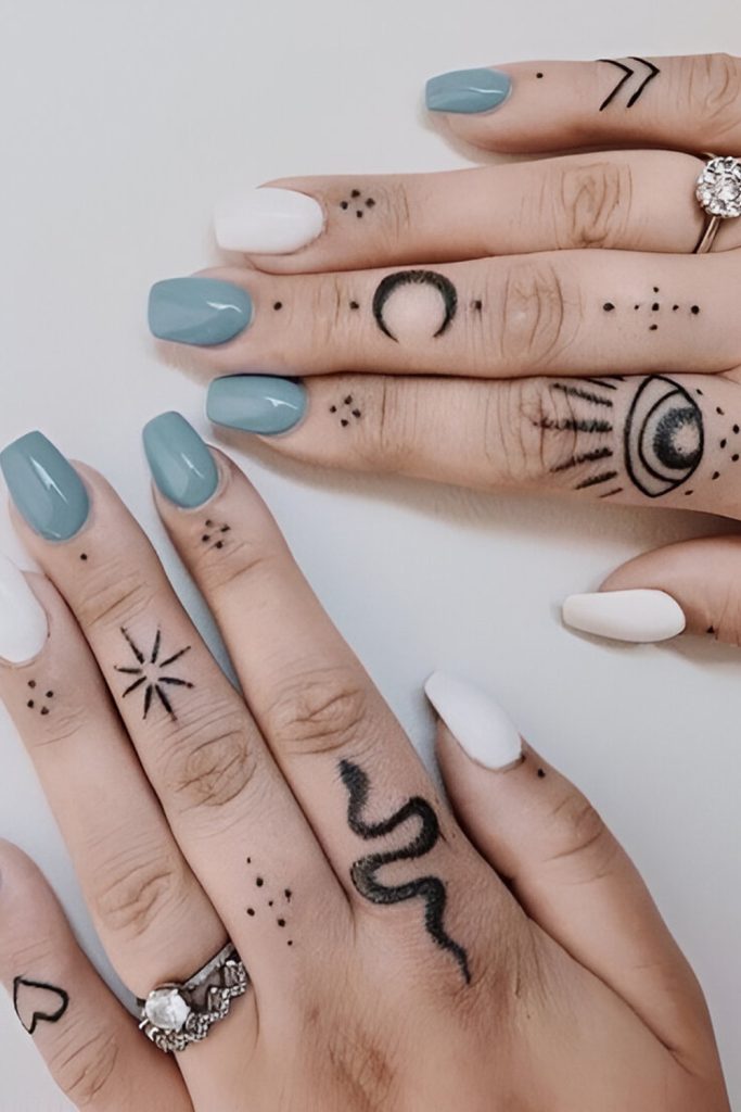 Geometric Finger Tattoos