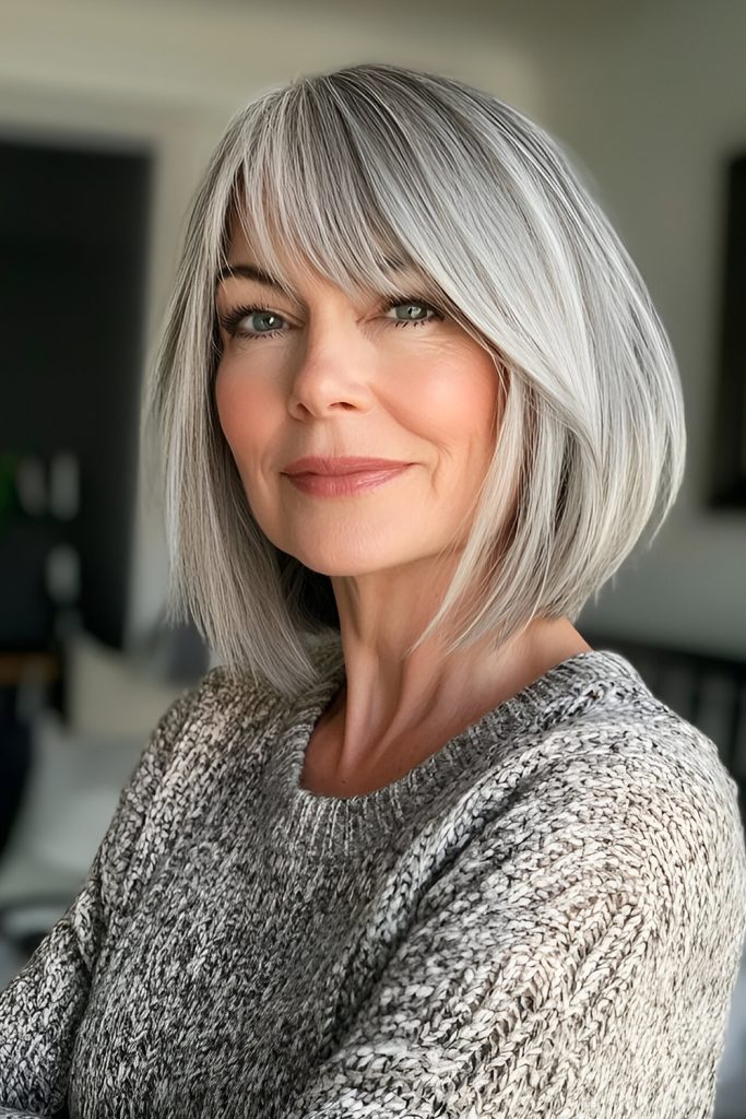 Grey Bob with Bangs