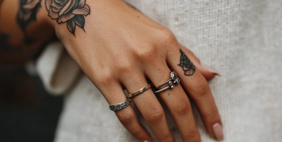 Hand and Finger Tattoo, Beautiful women, Glaze, Skin tone