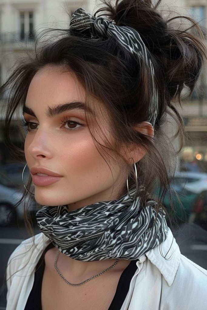 High Bun with Scarf