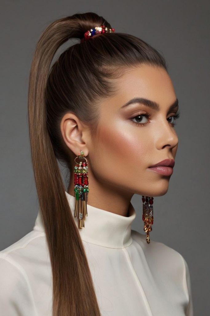 High Ponytail with Accessories
