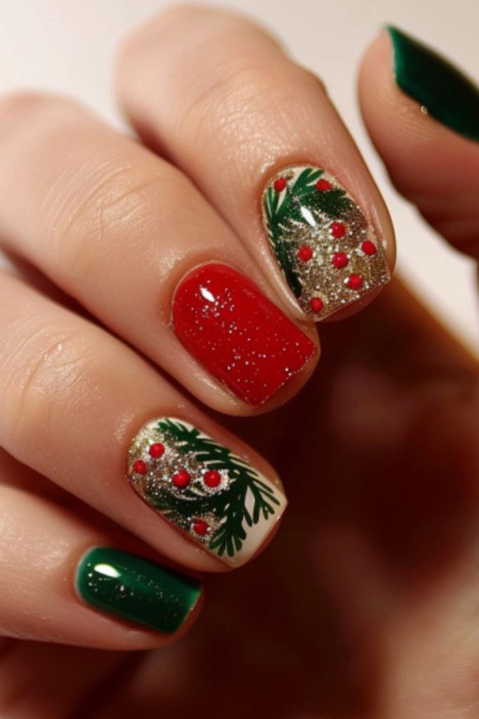 Holly Berry Nails