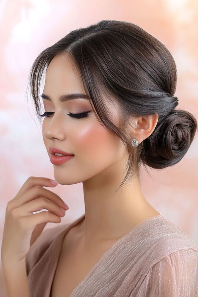Low Bun with a Center Part