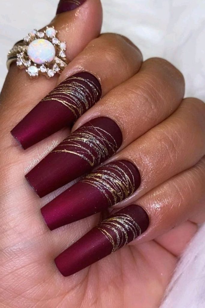 Matte Burgundy Nails