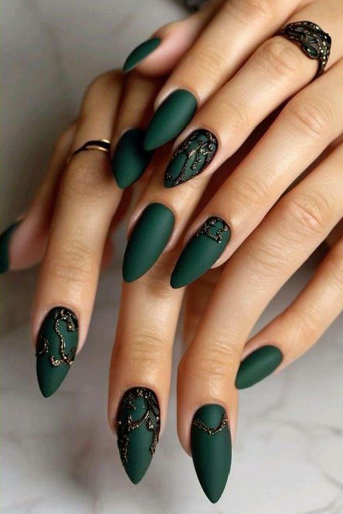Matte Green with Gold Accents