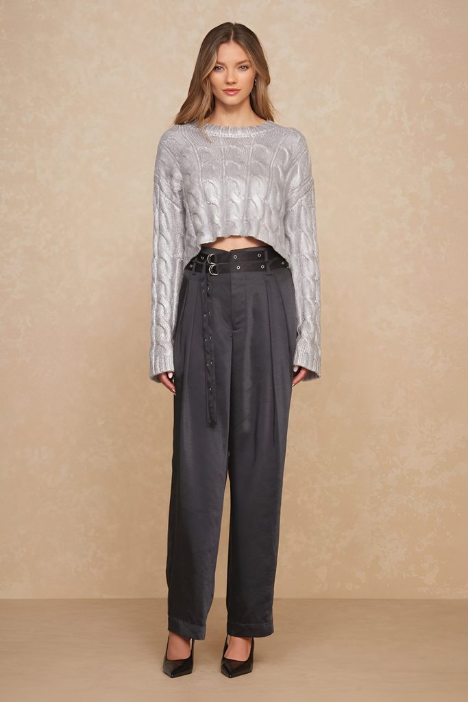 Metallic Knit Sweater and Velvet Pants