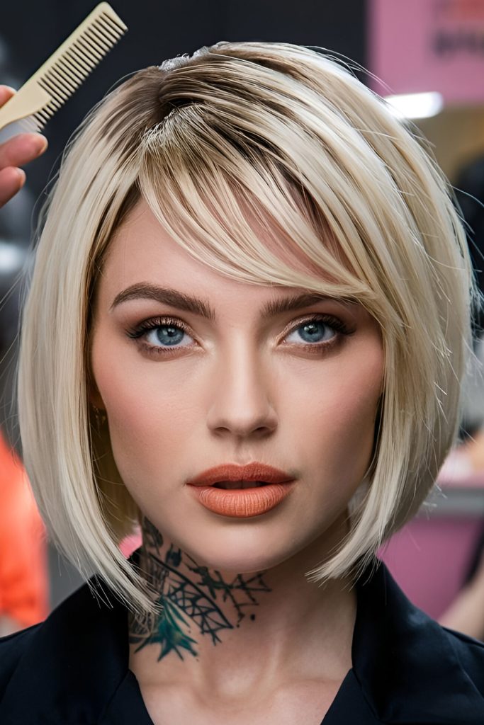 Modern Lob with Bangs