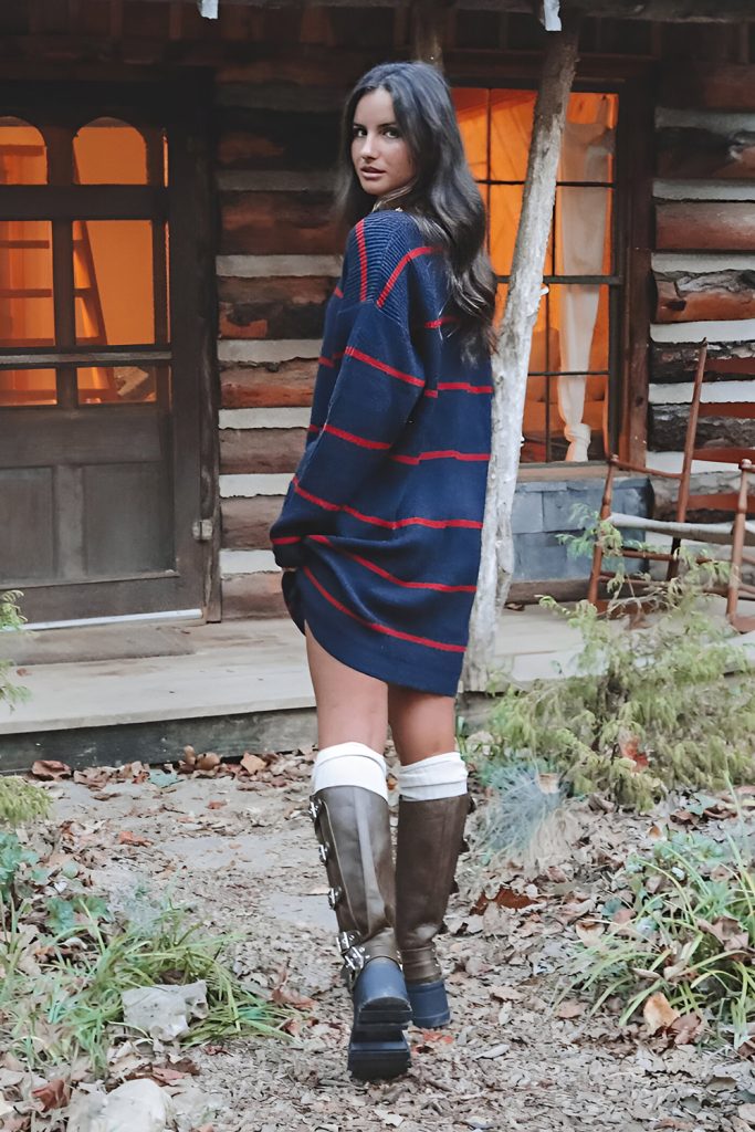 Oversized Sweater Dress with Knee High Boots