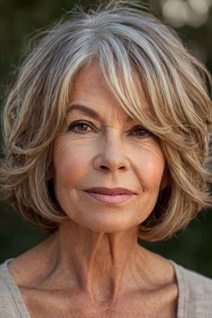 Side Swept Bangs with Long Layers