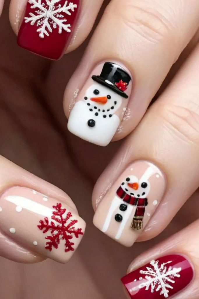 Snowman Accent Nail