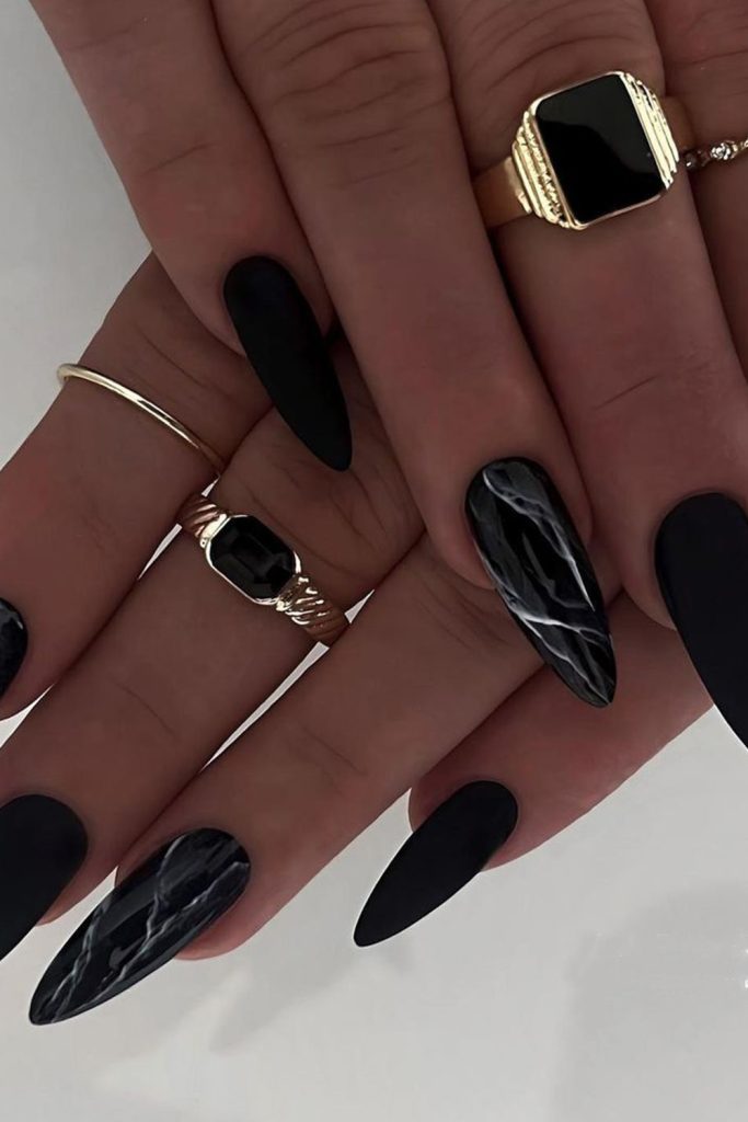 Black Marble Nails