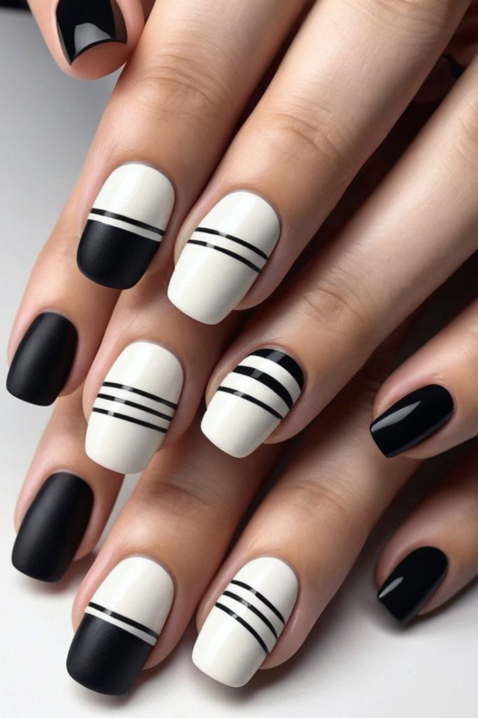 Black Striped Nails
