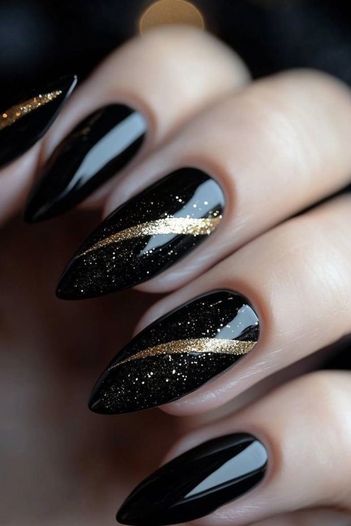 Black with Silver Glitter