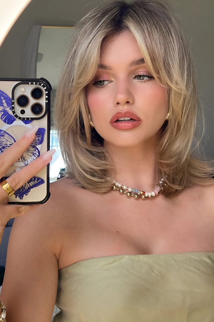 Blunt Curtain Bangs with Layered Bob