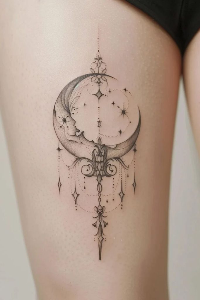 Crescent Moon with Stars