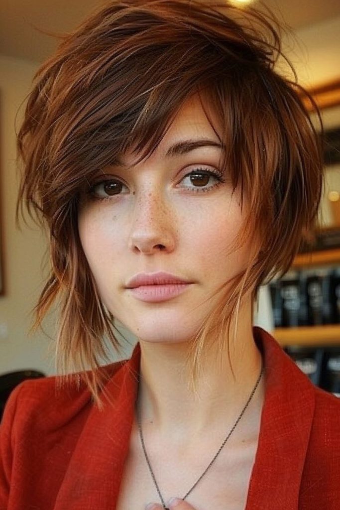Curtain Bangs with Asymmetrical Layers