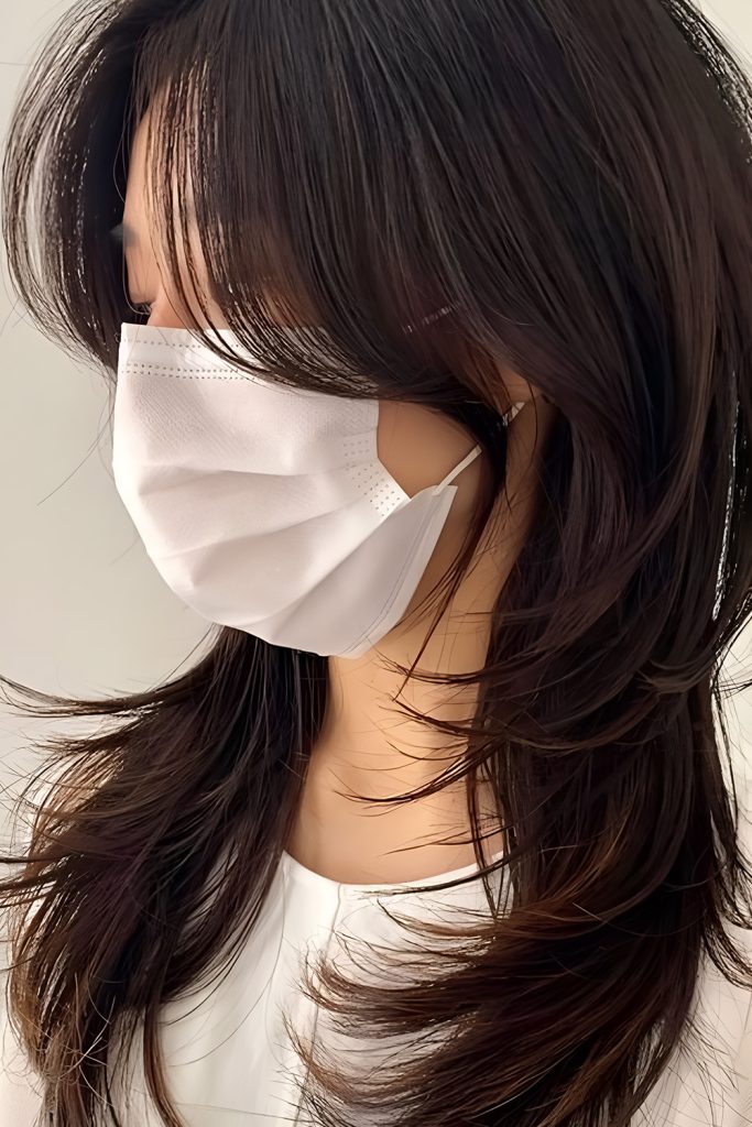 Korean Wolf Cut with Deep Side Part