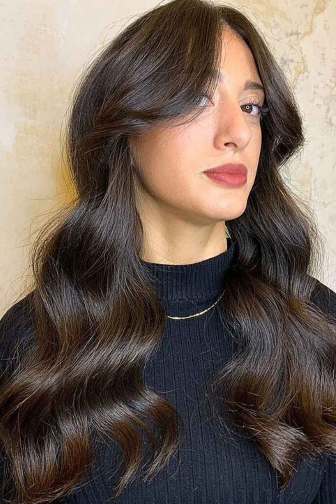 Long Curtain Bangs with Soft Waves