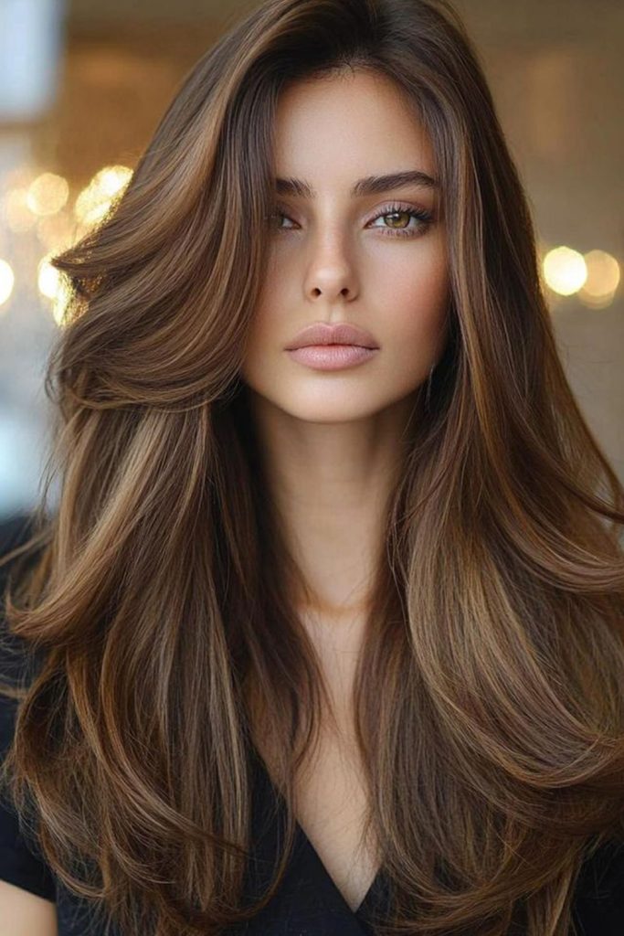 Long Curtain Bangs with Soft Waves