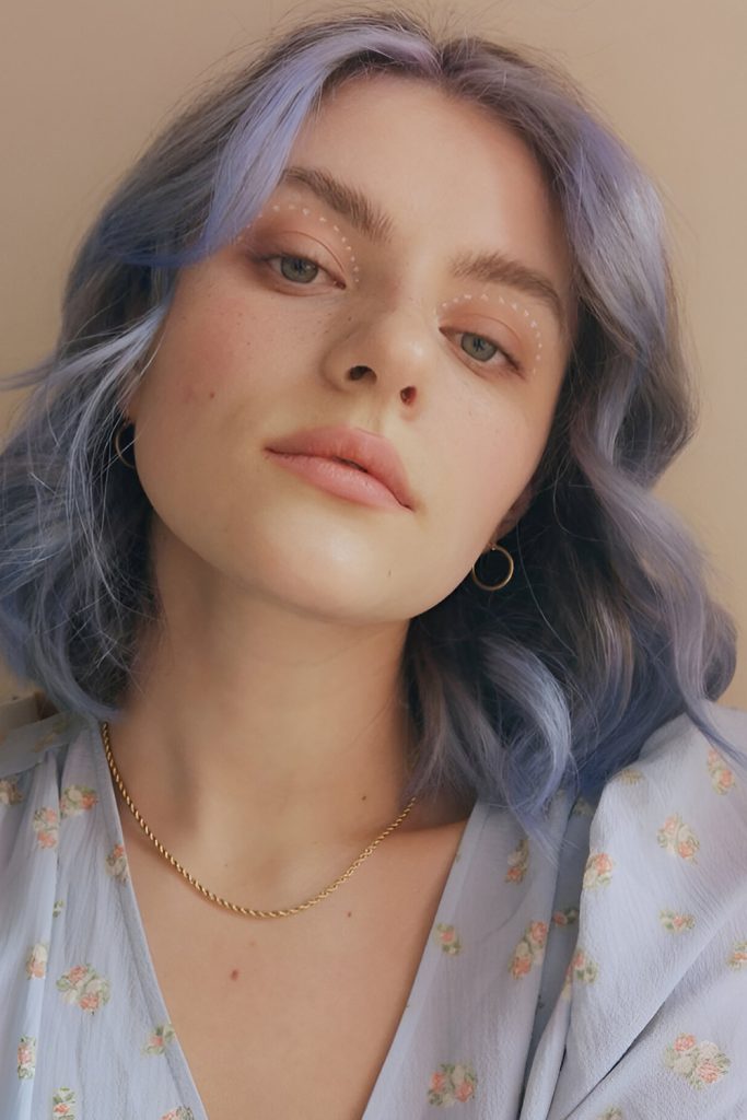 Periwinkle Tips on Dark Hair