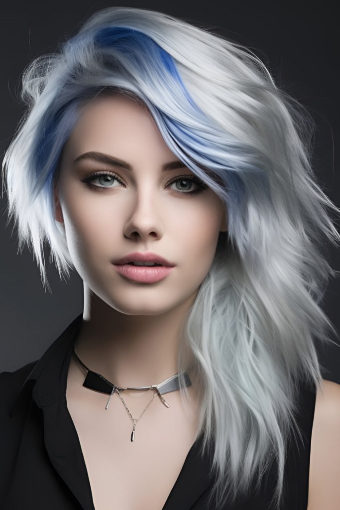 Platinum Blonde with Ice Blue Tips