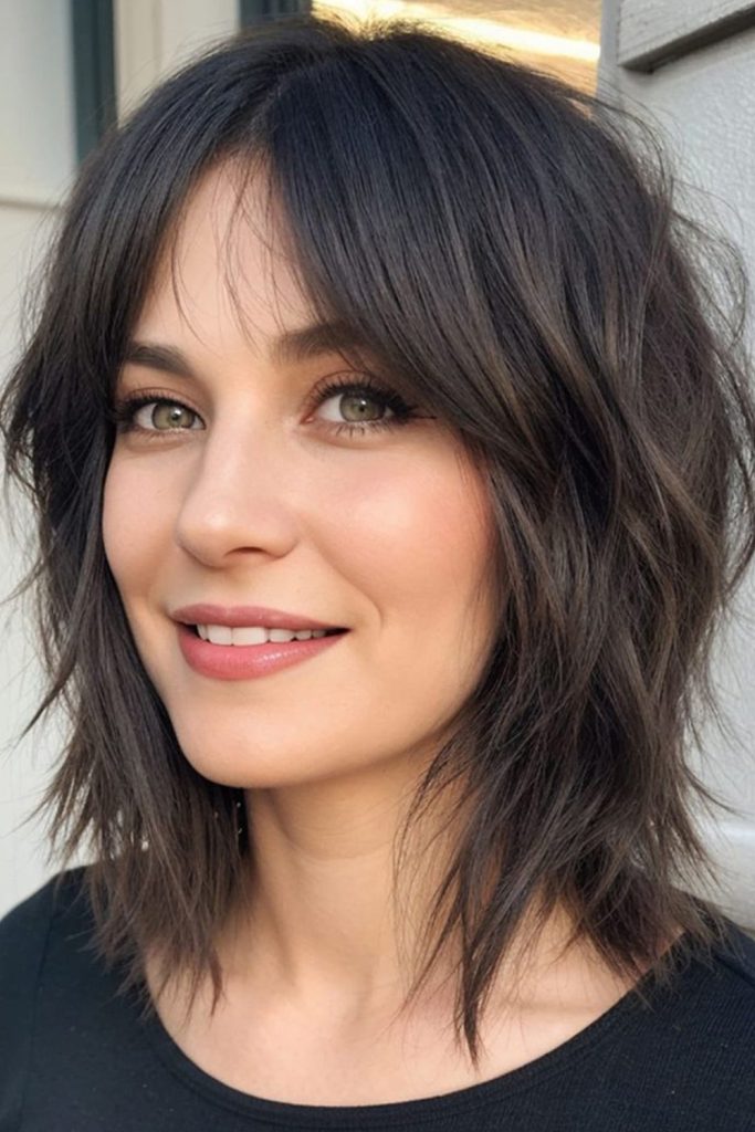 Short Wolf Cut with Blunt Bangs