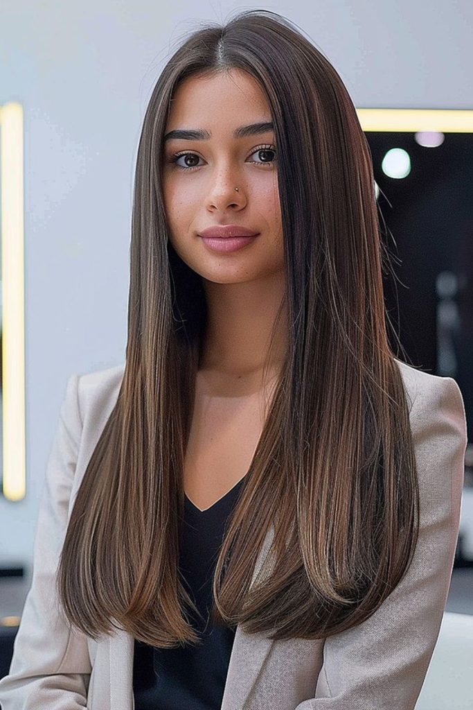 Sleek Straight with Center Part