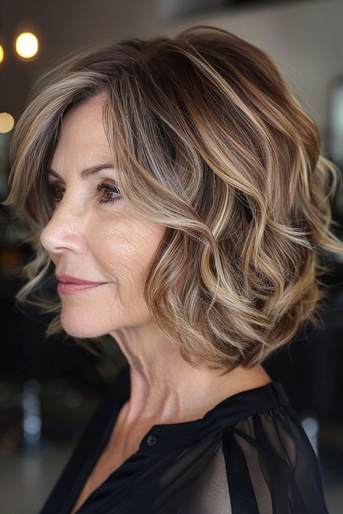 Wavy Bob with Blonde to Silver Melt