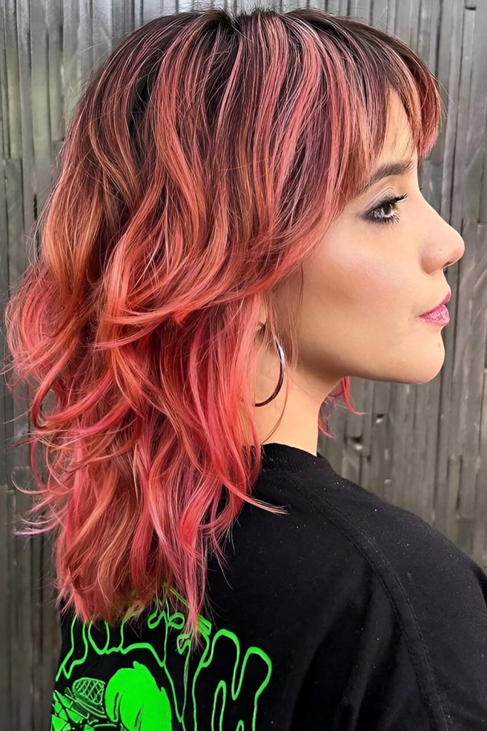 Wolf Cut in Rosy Pink Tones