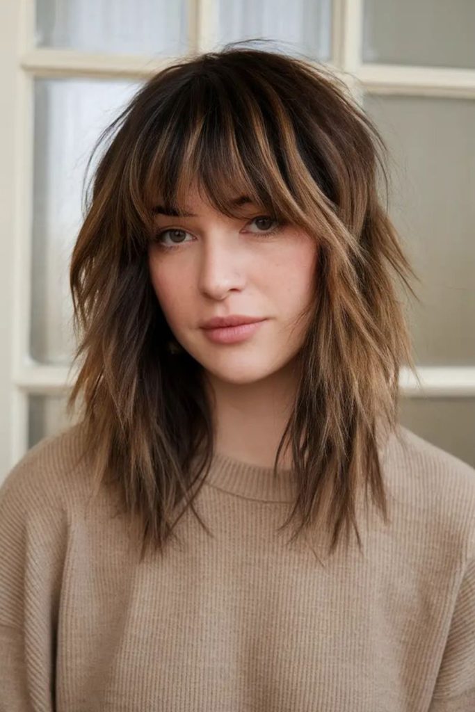 Wolf Cut with Angled Bangs