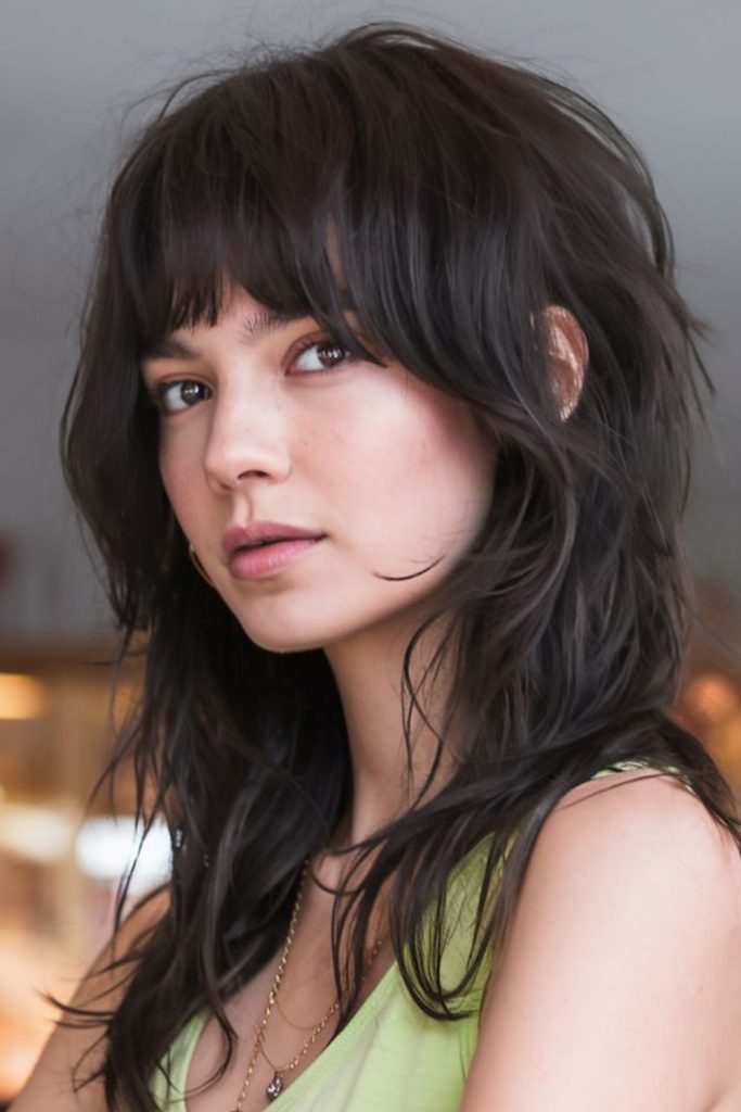 Wolf Cut with Blunt Bangs