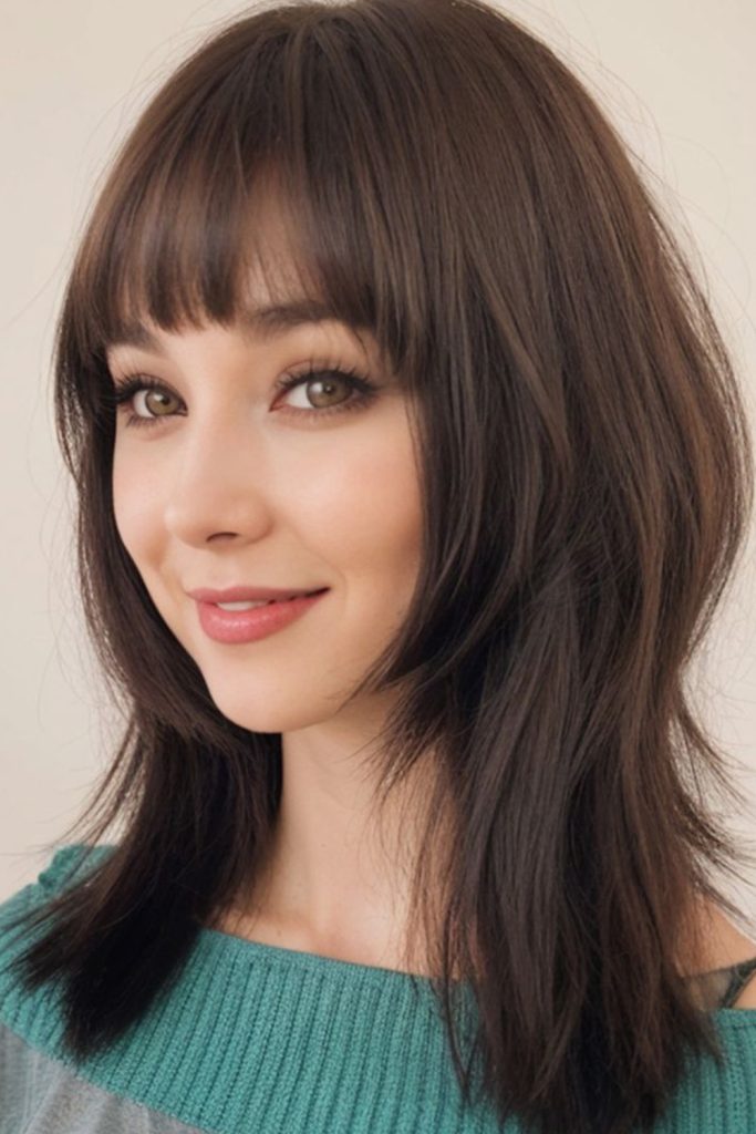 Wolf Cut with Blunt Bangs