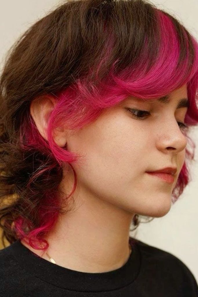 Wolf Cut with Colored Tips