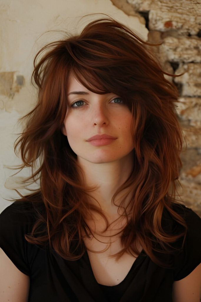 Wolf Cut with Side Part and Soft Bangs