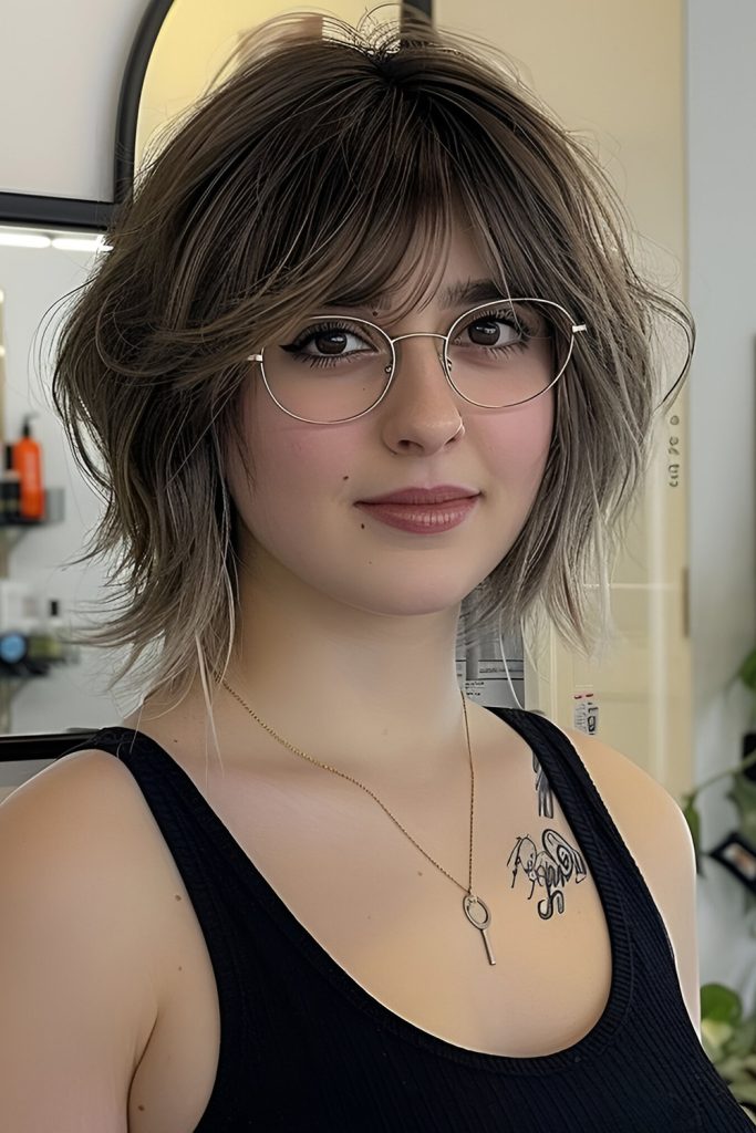 Wolf Cut with Side Swept Bangs