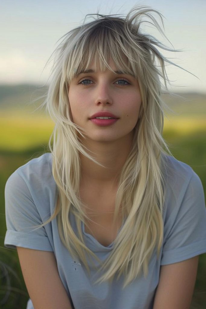 Wolf Cut with Straight Across Fringe