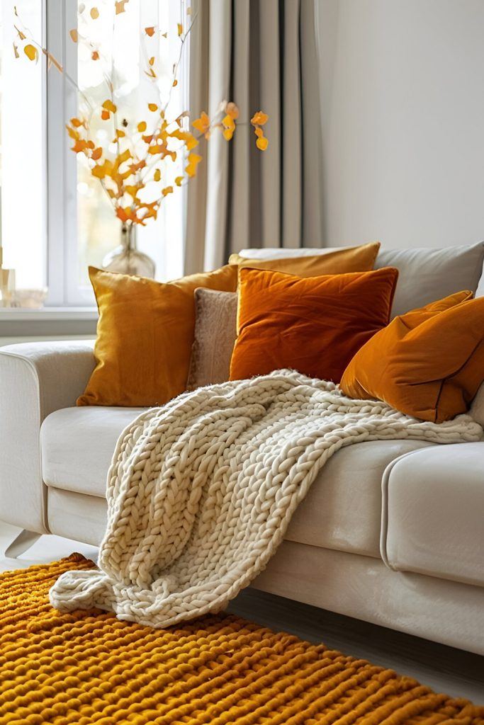 Add Seasonal Throw Pillows and Blankets