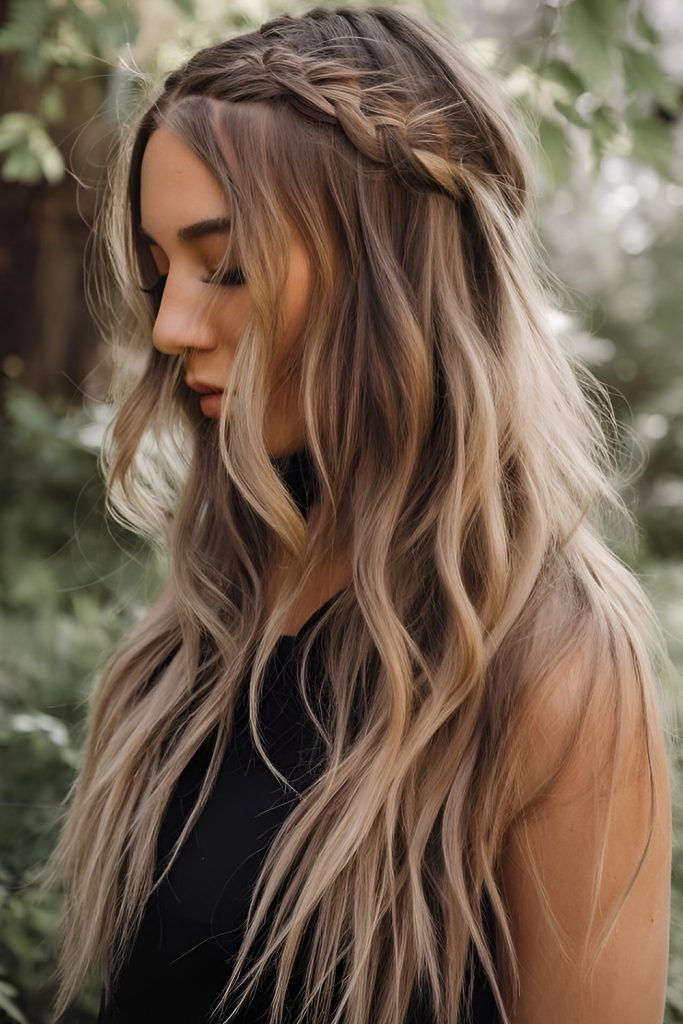 Boho Chic Waves with Small Braids