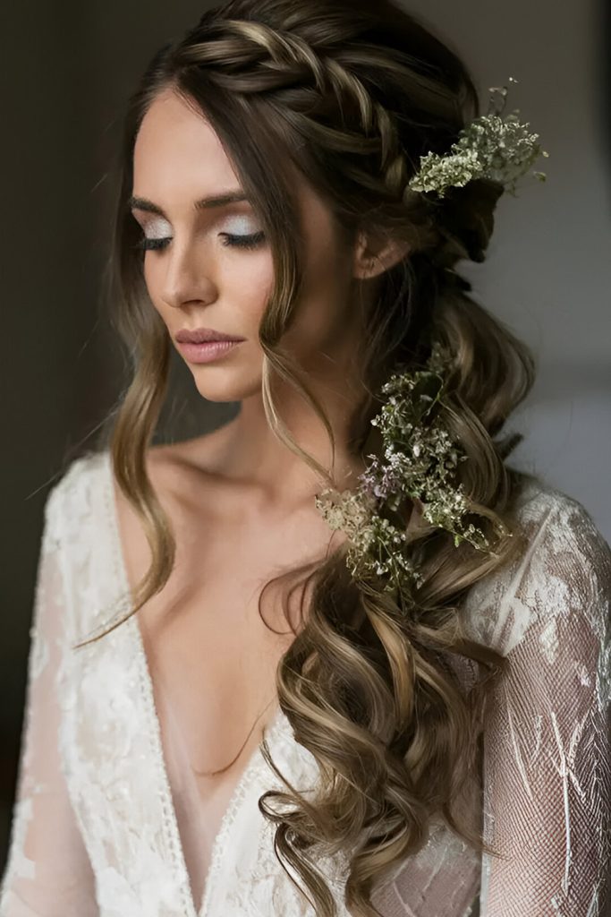 Boho Loose Waves with Braided Accents