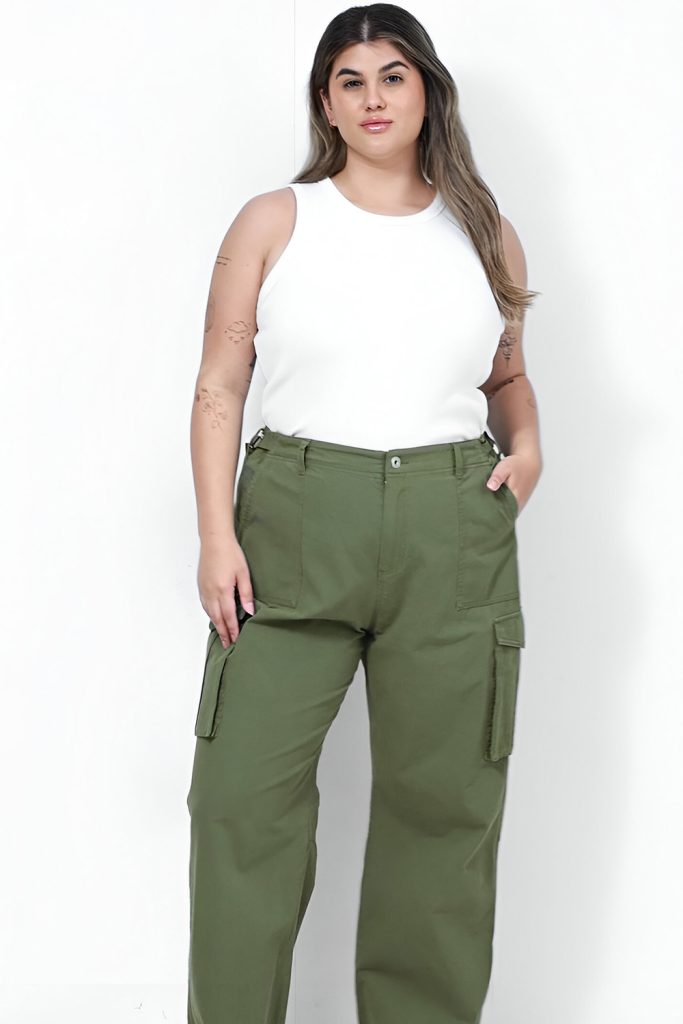 Cargo Pants with a Feminine Blouse