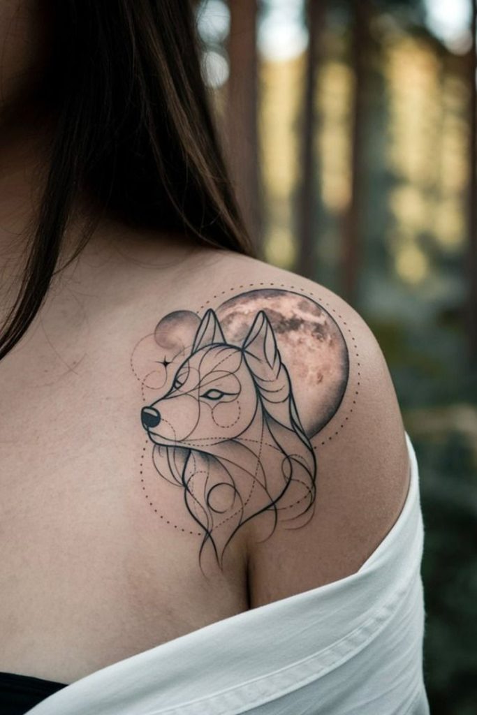 Celestial Wolf Pack Tattoo