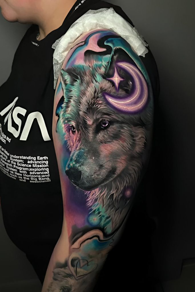 Cosmic Wolf Tattoos The Guardian of the Stars