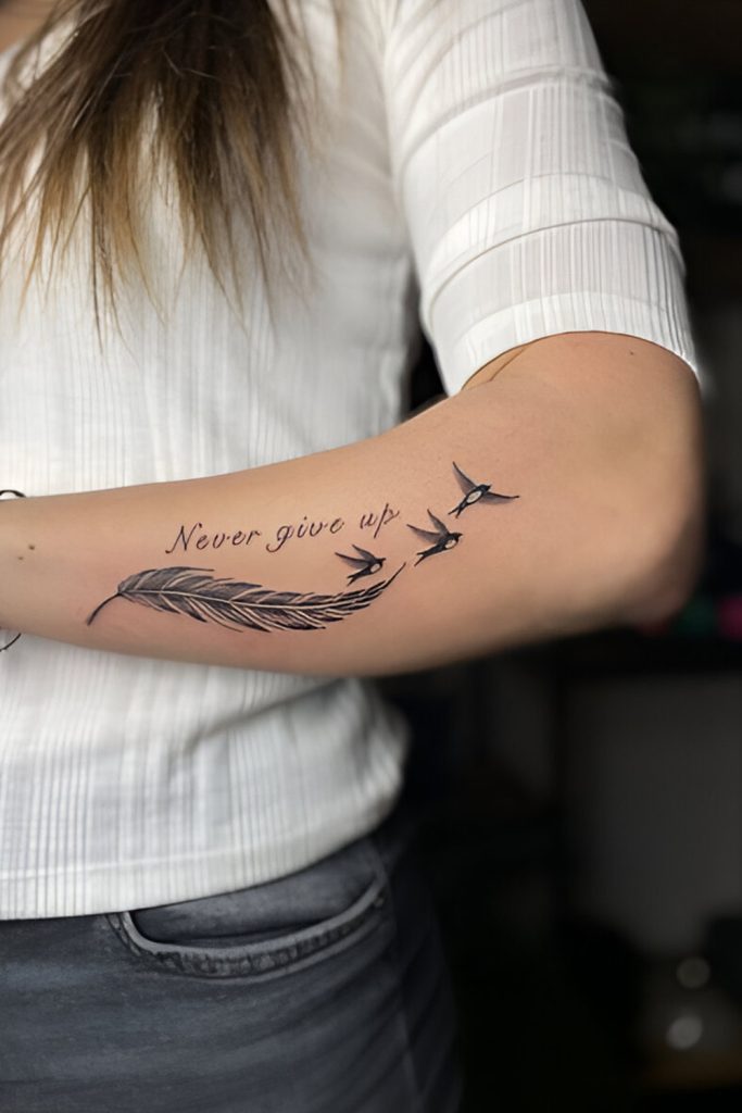 Feather with Birds Flying