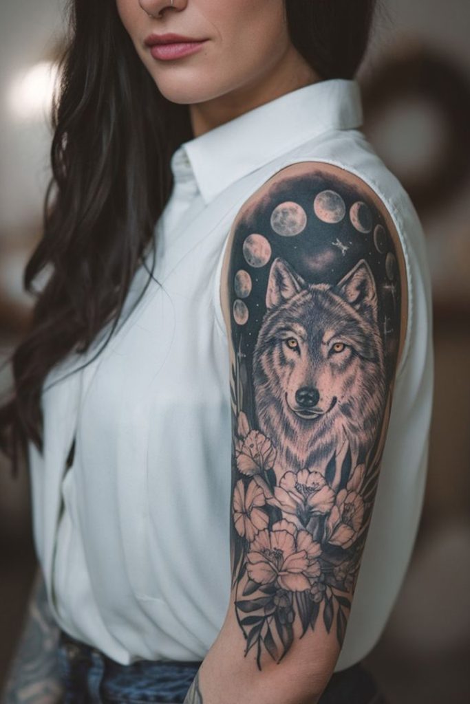 Floral Wolf Design