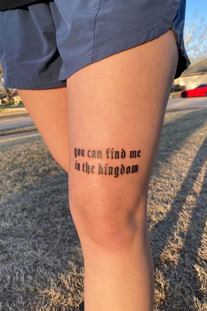Gothic Script or Quote Knee Tattoo