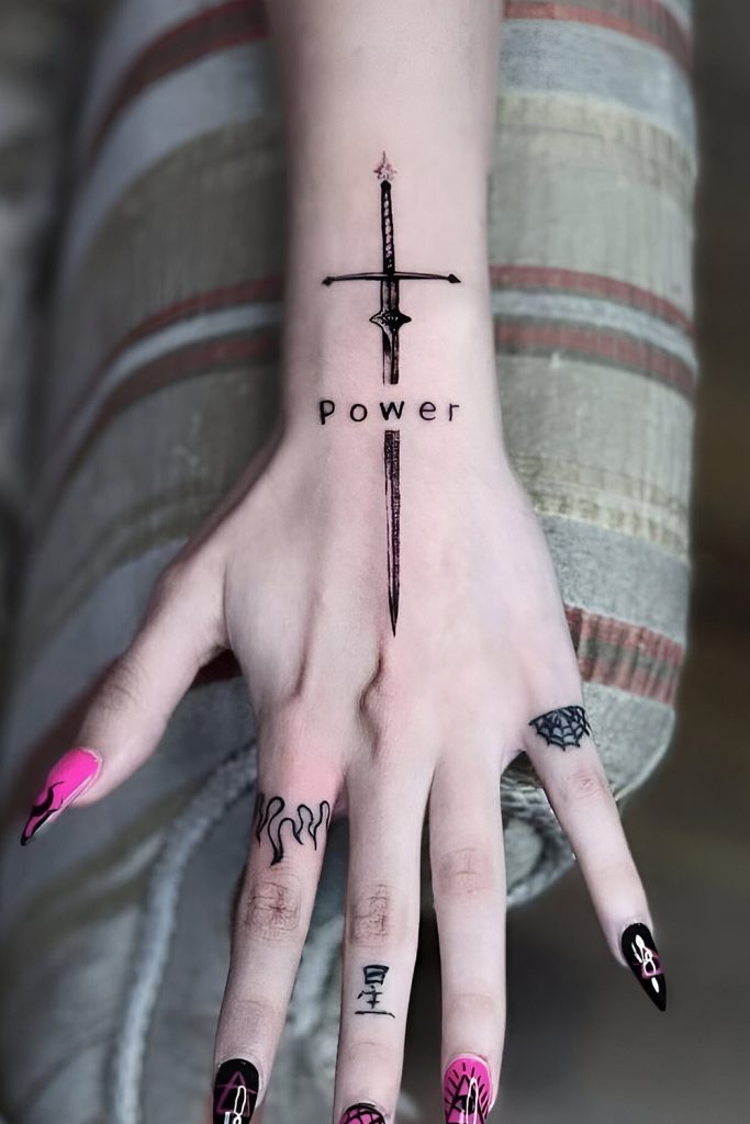Magical Sword Tattoos Exerting Magical Power
