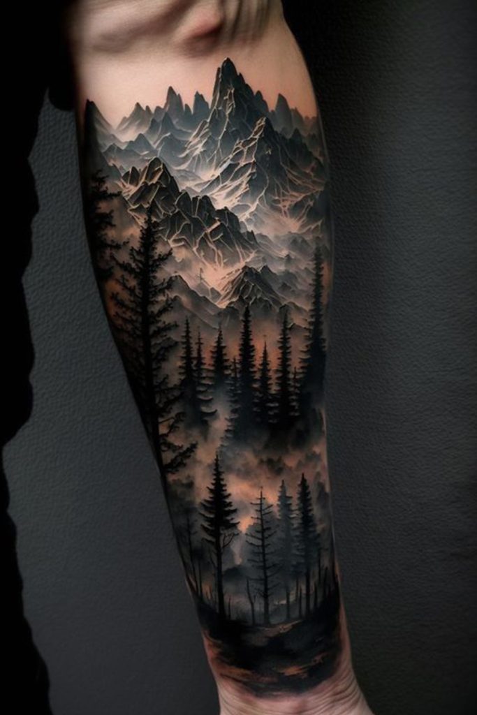 Majestic Mountain Range Tattoo