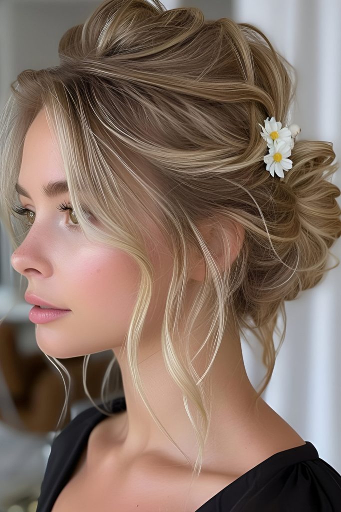 Messy Bun with Loose Strands