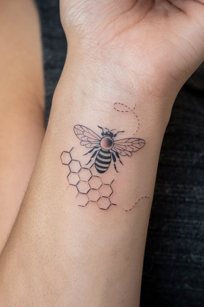 Minimalist Bee and Honeycomb