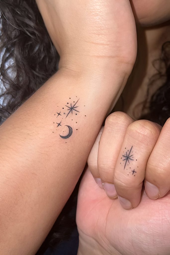 Moon and Stars Love Tattoo